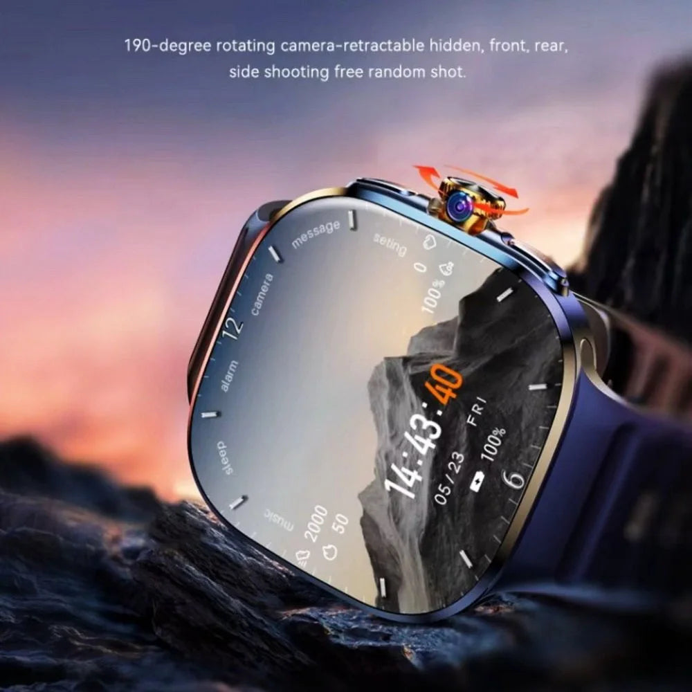 M99 Ultra 5G Amdroid Smartwatch 120hz Amoled Display, 190° Rotating Camera WiFi SimCard GPS 2100mah Battery